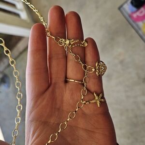 Gold Starfish and Seahorse Necklace